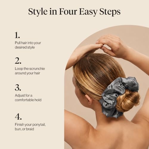 Pillow Satin Scrunchies Blush Charcoal 2 Pack