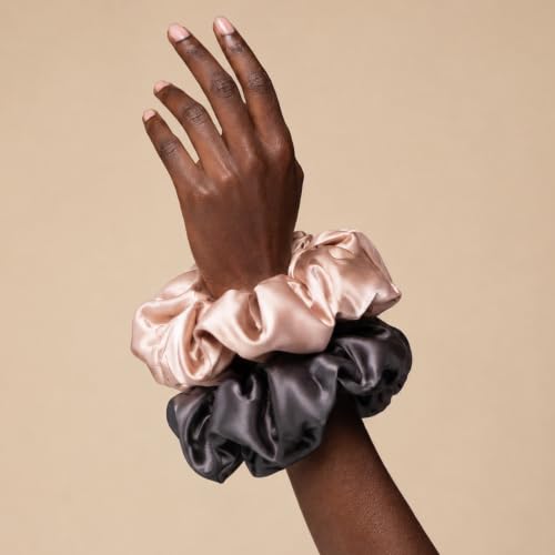 Pillow Satin Scrunchies Blush Charcoal 2 Pack