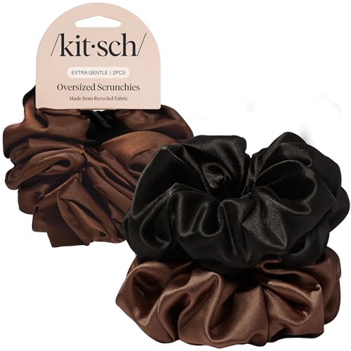 Recycled Satin Oversized Scrunchies Black Chocolate