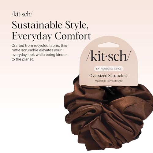 Recycled Satin Oversized Scrunchies Black Chocolate