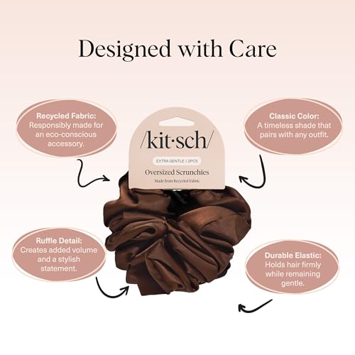 Recycled Satin Oversized Scrunchies Black Chocolate