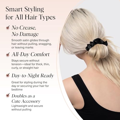 Satin Scrunchies Black 5 Pack