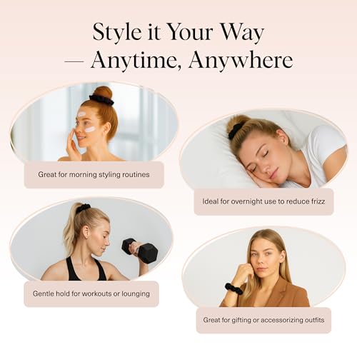 Satin Scrunchies Black 5 Pack