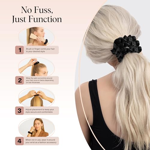 Satin Scrunchies Black 5 Pack