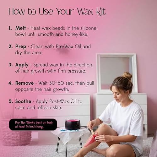 Waxing Kit Hair Removal For Men & Women Beginner Friendly - Black