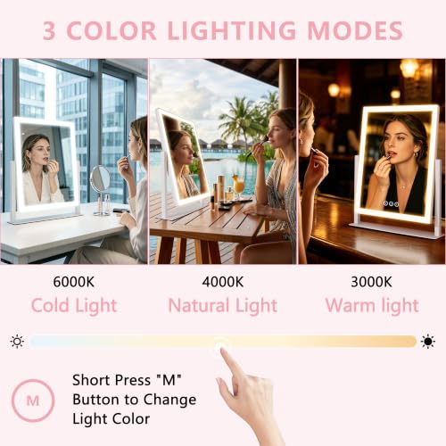 Lighted Vanity Mirror 16.7 x 13.2 Three Color Lights