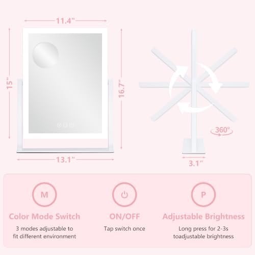Lighted Vanity Mirror 16.7 x 13.2 Three Color Lights