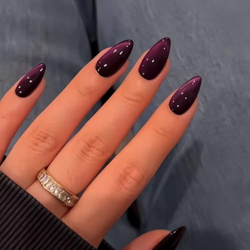 Purple Cat Eye Press on Nails Almond Shape