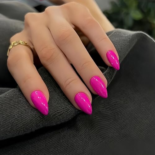 Hot Pink Press on Nails Short Almond