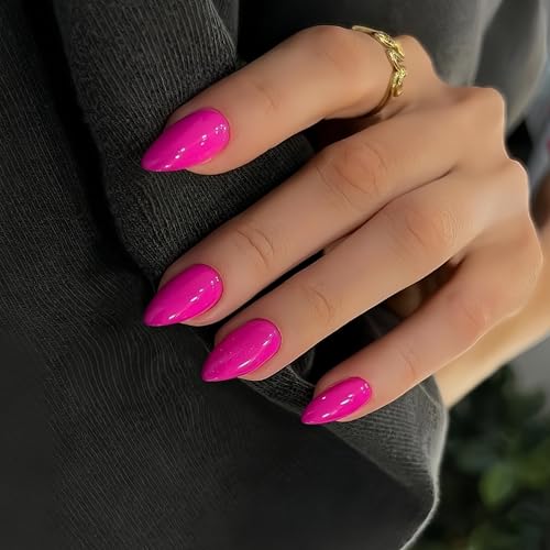 Hot Pink Press on Nails Short Almond