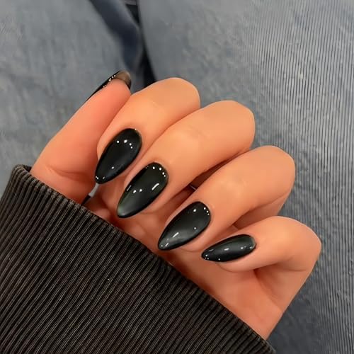 Cat Eye Black Press on Nails Medium Almond