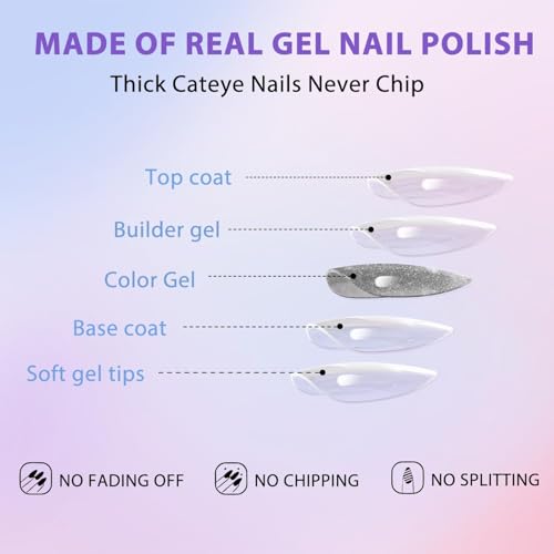 Cat Eye Black Press on Nails Medium Almond