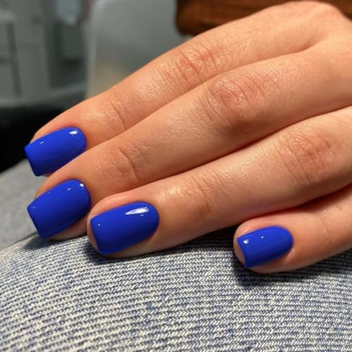 Royal Blue Press on Nails Short Medium Square Glue on Nails