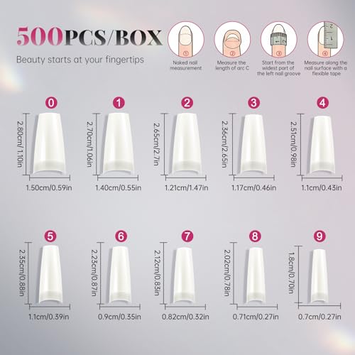 500PCS flexible gel French Half Cover Acrylic Nail Tips Manicure