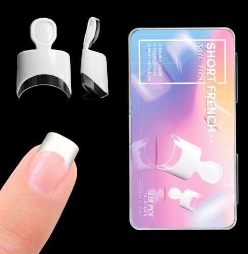 Short French Half Wrap Nail Tips, 120PCS Acrylic False Tips