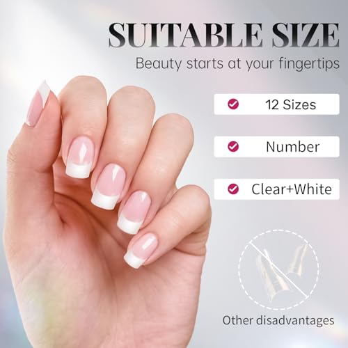 Short French Half Wrap Nail Tips, 120PCS Acrylic False Tips