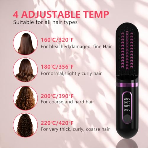 Mini Cordless Straightening Brush Negative Ion