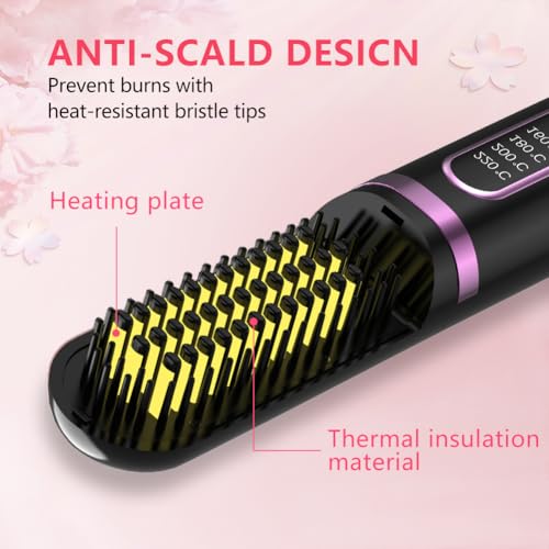 Mini Cordless Straightening Brush Negative Ion