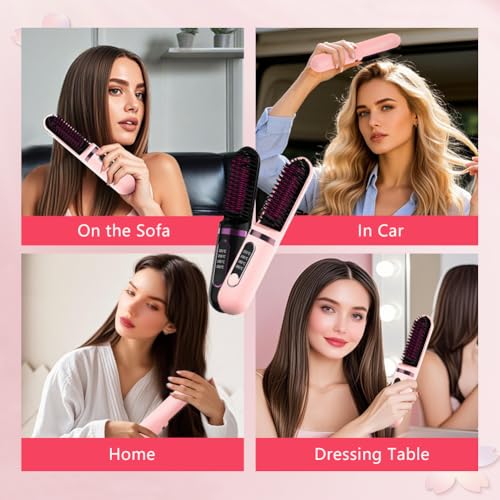 Mini Cordless Straightening Brush Negative Ion
