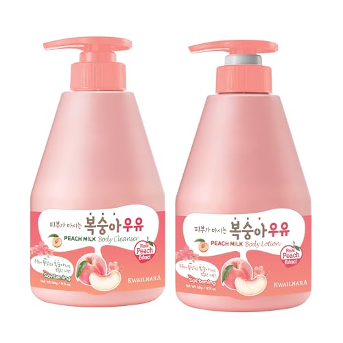 Peach Milk Body Wash & Lotion Set (19.75 Oz Each) – 2-Piece Korean Skincare Duo for Clear
