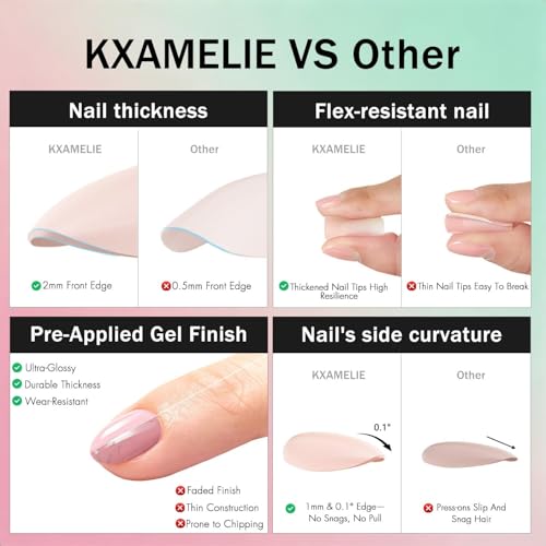Nude Pink Chrome Press On Nails Short