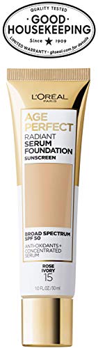 Age Perfect Radiant Serum Foundation with SPF 50, Rose Ivory, 1 Ounce
