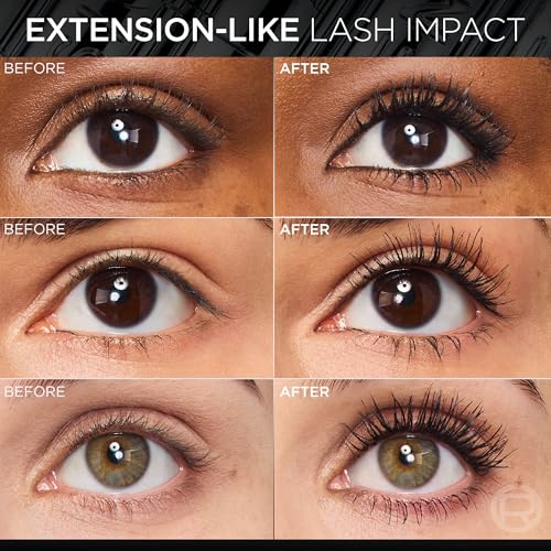 Extensionist Waterproof Mascara, Lengthening, Volumizing, and Curling Formula For a Lash Extension Eye Makeup Look, Waterproof Black