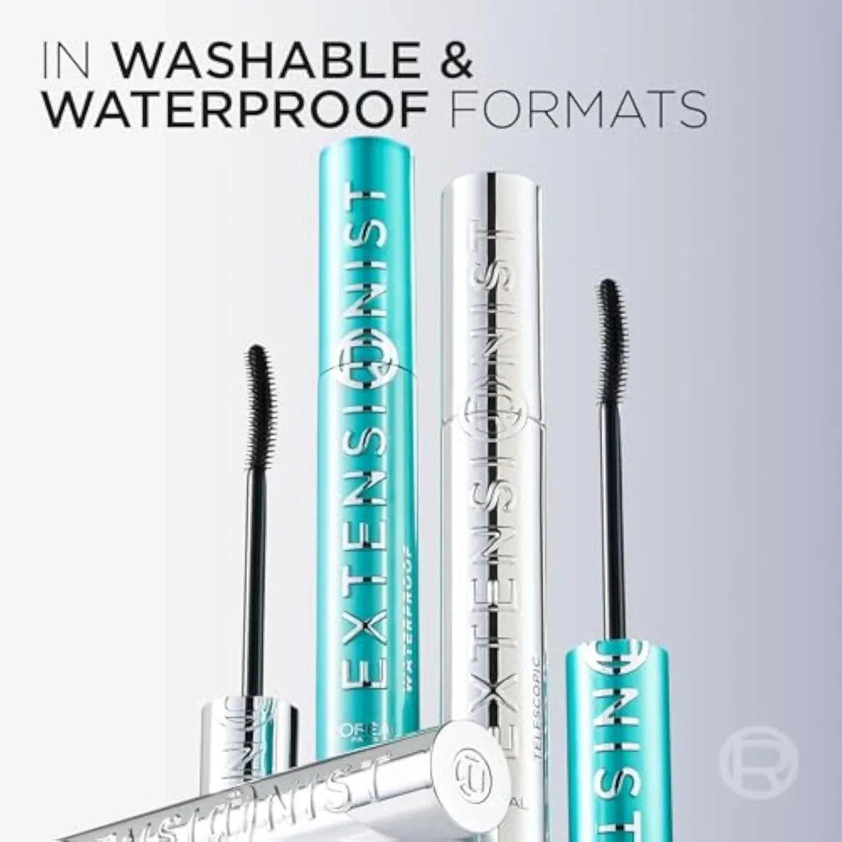Extensionist Mascara, Lengthening, Volumizing, and Curling Formula For a Lash Extension Eye Makeup Look, Washable Blackest Black