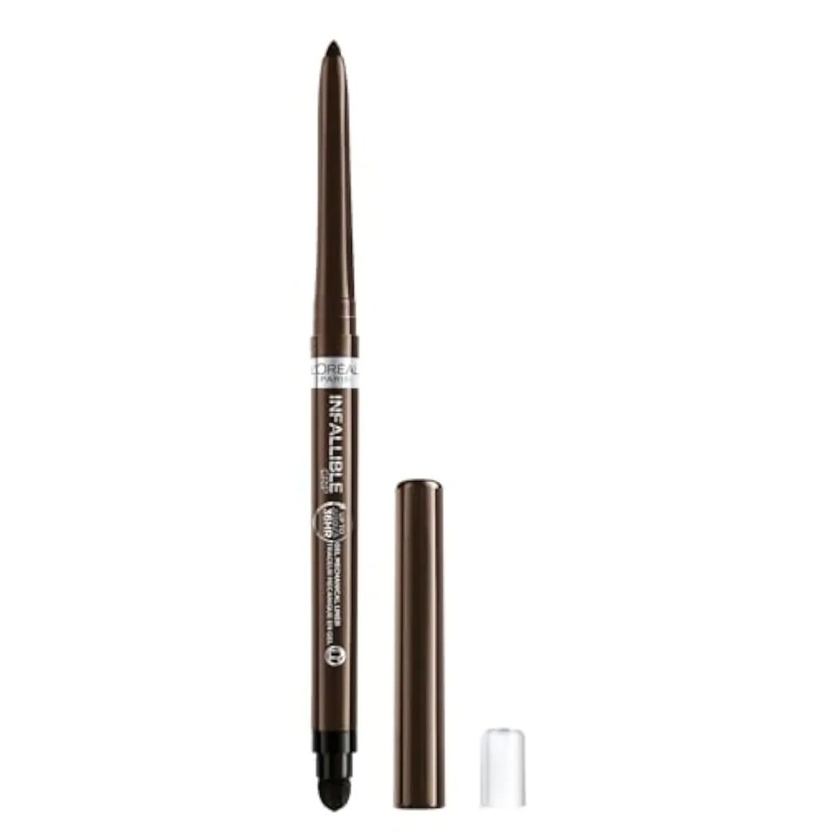 Infallible Grip Mechanical Gel Eyeliner Pencil, Smudge-Resistant, Waterproof Eye Makeup with Up to 36HR Wear, Brown Denim, 0.01 Oz