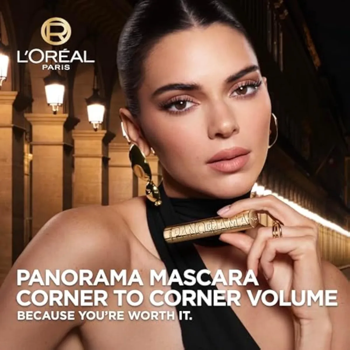 Voluminous Panorama Mascara, Volumizing and Lengthening Mascara, Washable Longwear and Smudge Resistant Make Up, Blackest Black, 0.33 Fl Oz