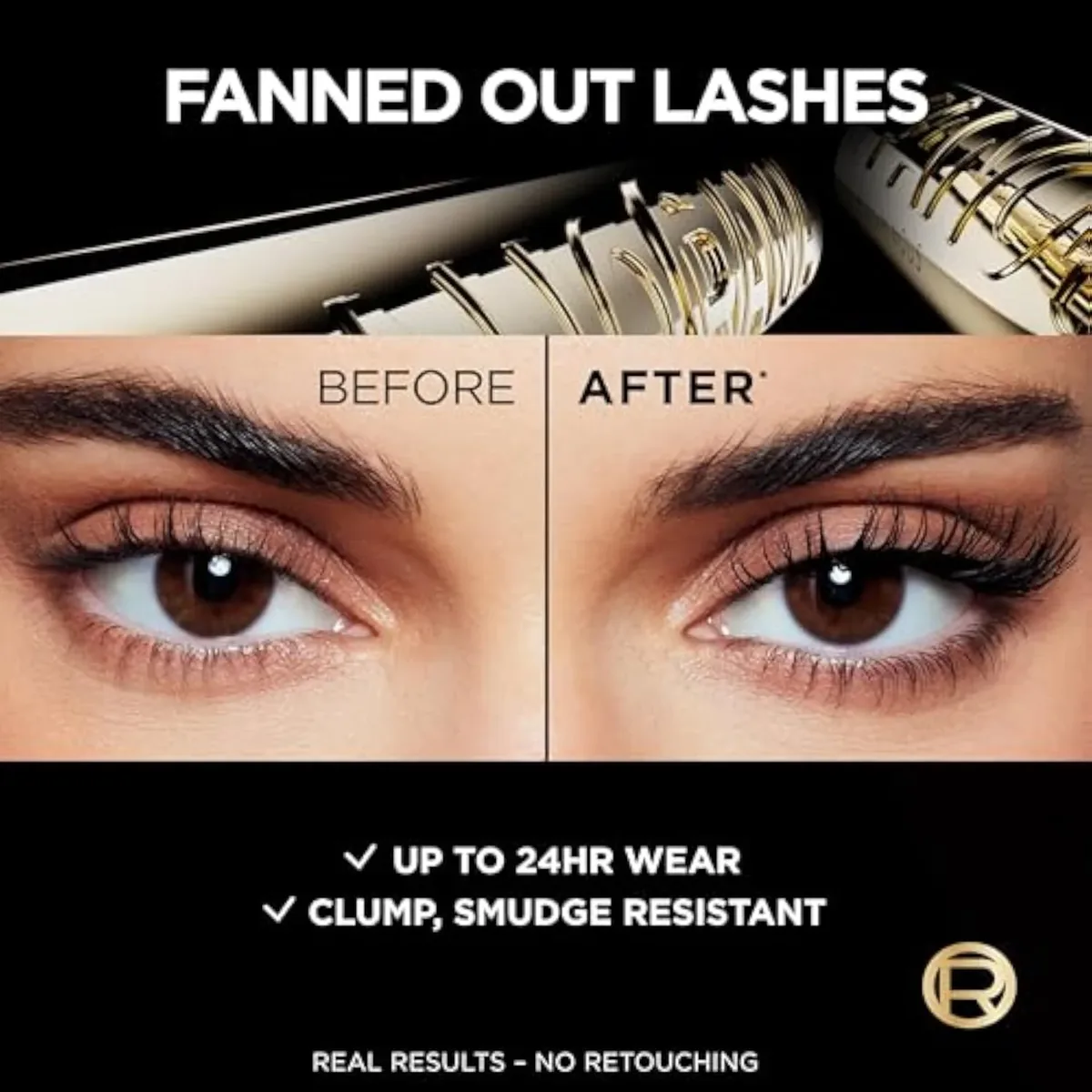 Voluminous Panorama Mascara, Volumizing and Lengthening Mascara, Washable Longwear and Smudge Resistant Make Up, Blackest Black, 0.33 Fl Oz