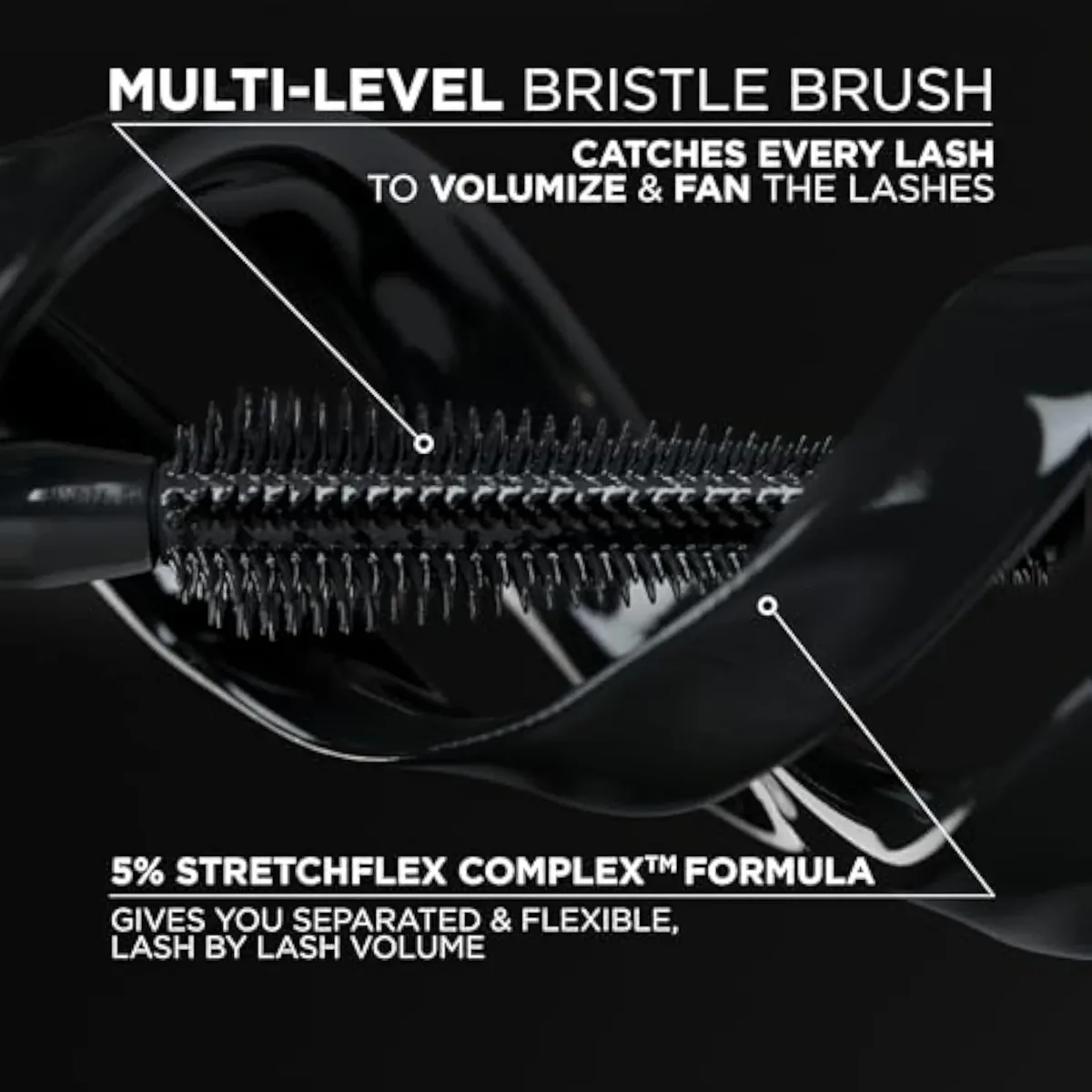 Voluminous Panorama Mascara, Volumizing and Lengthening Mascara, Washable Longwear and Smudge Resistant Make Up, Blackest Black, 0.33 Fl Oz