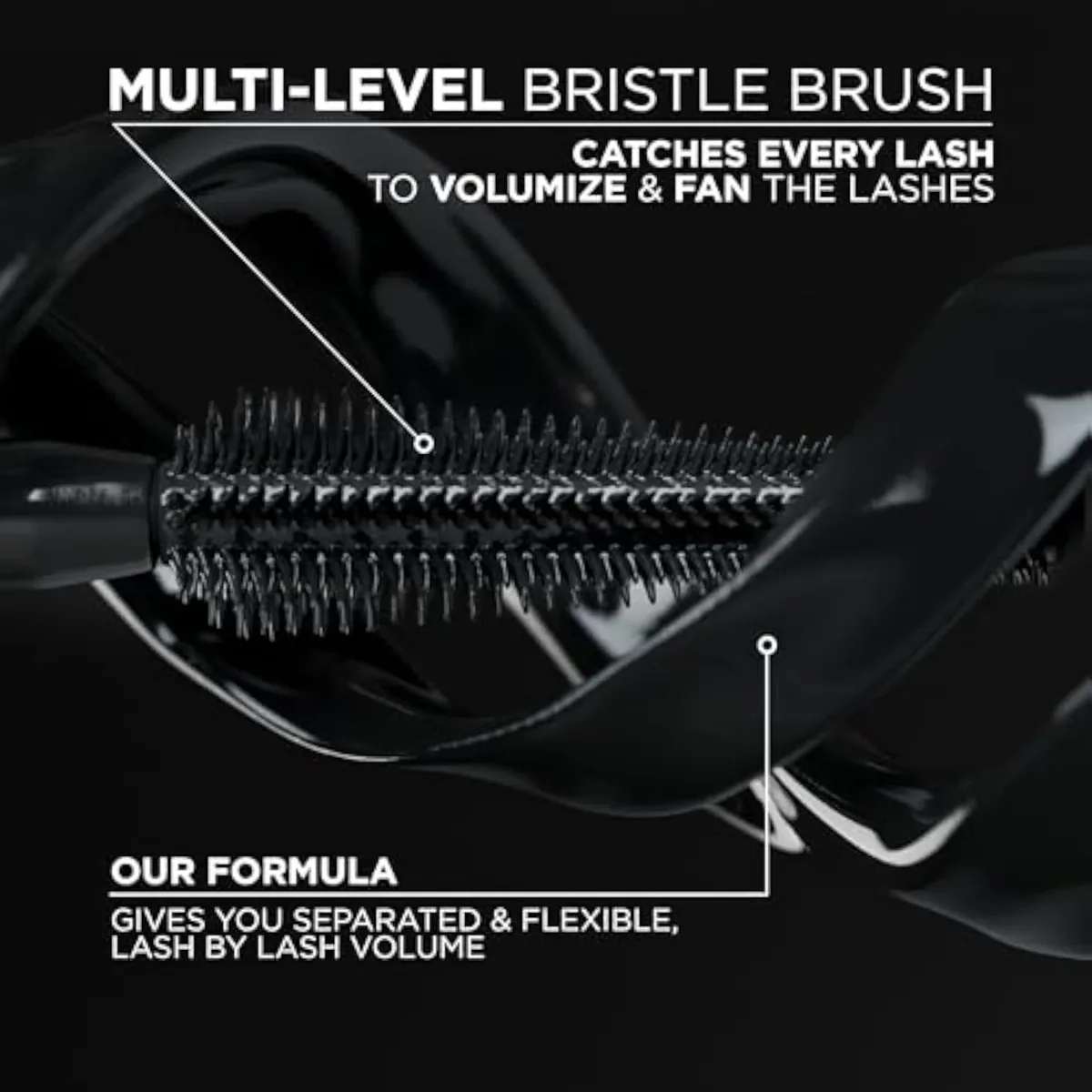 Voluminous Panorama Mascara, Volumizing and Lengthening Mascara, Waterproof Longwear and Smudge Resistant Make Up, Black, 0.31 Fl Oz