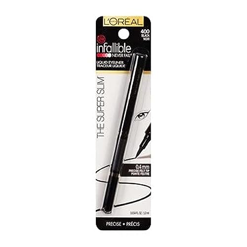 Makeup Infallible Super Slim Long-Lasting Liquid Eyeliner, Ultra-Fine Felt Tip, Quick Drying Formula, Glides on Smoothly, Black, Pack of 1