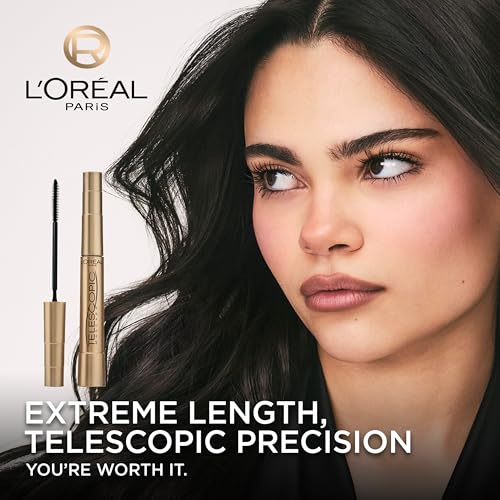 L’Oreal Paris Makeup Original Telescopic Mascara, Separating Mascara Volume and Length Formula, Waterproof, Black, 0.27 Fl Oz., 1 Count