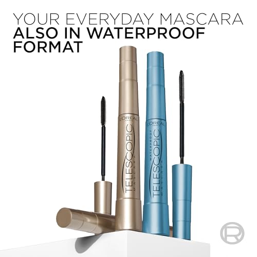 L’Oreal Paris Makeup Original Telescopic Mascara, Separating Mascara Volume and Length Formula, Waterproof, Black, 0.27 Fl Oz., 1 Count