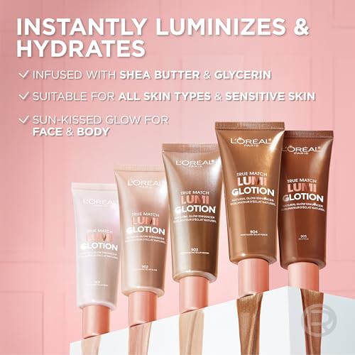 Makeup True Match Lumi Glotion, Natural Glow Enhancer, Illuminator Highlighter, Bronzing Drops For a Sun-Kissed Glow For Face and Body, 902 Light, 1.35 fl oz