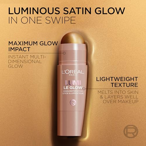 True Match Lumi Le Glow Highlighter Stick, Luminous, Satin, Glowy Highlighter for Face and Body, 630 Crème Chic, 0.17 Oz