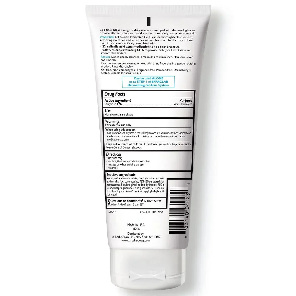 Effaclar Medicated Gel Cleanser, Foaming Acne Face Wash
