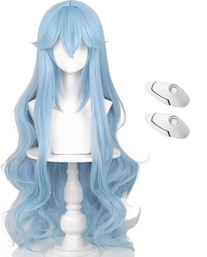 Ice Blue Long Curly Cosplay Wig