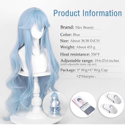 Ice Blue Long Curly Cosplay Wig