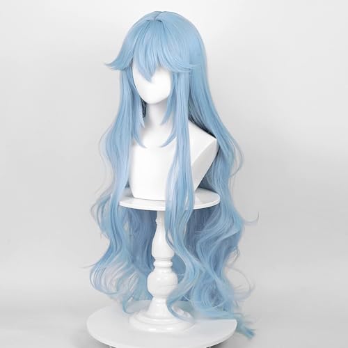 Ice Blue Long Curly Cosplay Wig