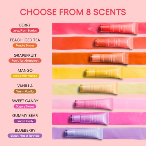 Lip Glowy Balm: Sheer Tinted Lip Treatment Balm Tube with Shea & Murumuru Butters for Hydrating, Moisturizing, Glossy, Non-Sticky Shine, Berry | Korean Skin Care, Vanilla