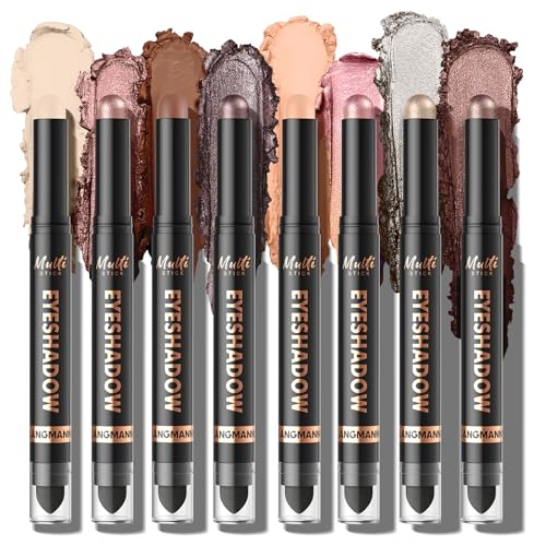 8 Color Waterproof Dual-Ended Eyeshadow Stick Set, Eye Makeup #A