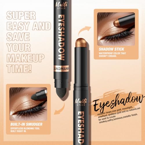 8 Color Waterproof Dual-Ended Eyeshadow Stick Set, Eye Makeup #A
