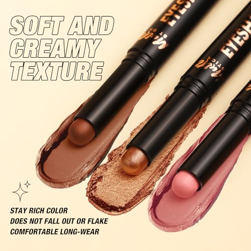 8 Color Waterproof Dual-Ended Eyeshadow Stick Set, Eye Makeup #A