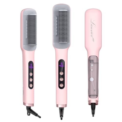 Steam Straightener Brush One-Pass Frizz-Free for Curly Coarse Hair