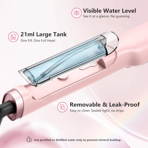 Steam Straightener Brush One-Pass Frizz-Free for Curly Coarse Hair