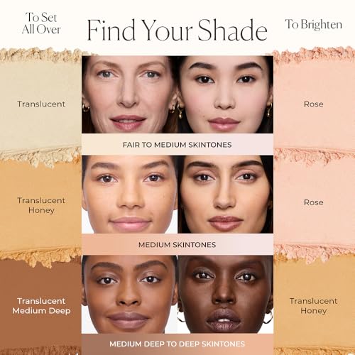 Translucent Loose Setting Powder - Blurring + Finishing Powder with 24HR Matte Finish - Long-Wear Shine Control Face Makeup for Mature, Sensitive & Oily Skin Types (0