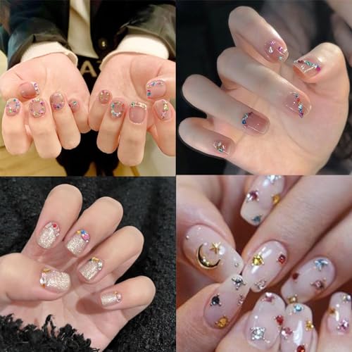 2000PCS Colorful Rhinestones Nail Art Charms Multi Shape Crystal Flat Back Nail Gems 3D Mi